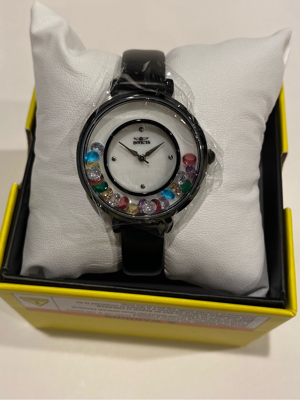 NEW Invicta Celestial Lady Crystal Black Leather Strap 33mm Watch Whimsical - Picture 2 of 8